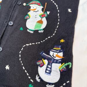 Vintage Bobbie Brooks Snowman Christmas Sweater Vest Women’s Size Small Holiday